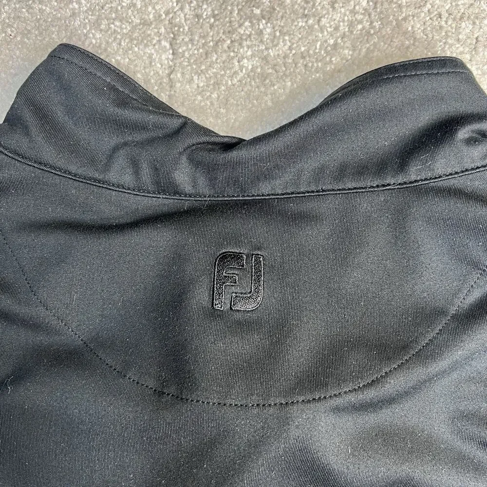 Footjoy Mens Pullover Jacket Black Golf Full Zip Long Sleeve Embroidered Sz 2 XL